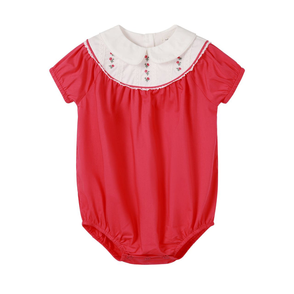 Nou Nelle Hot Pink Embroidered Romper