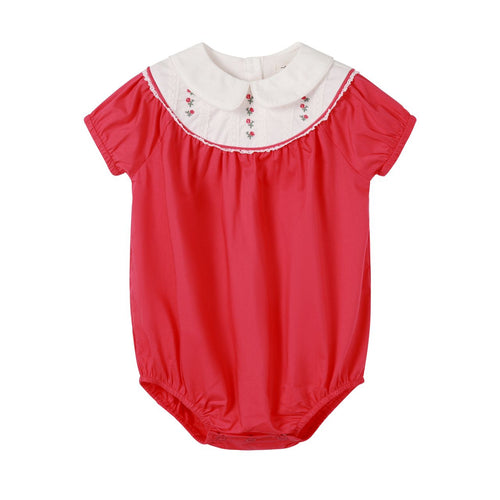 Nou Nelle Hot Pink Embroidered Romper