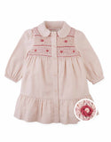 Gingersnaps Baby Moira Smocked Dress With Rose Bullion Embroidery IGDR1259 - Pink