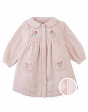 Load image into Gallery viewer, Gingersnaps Baby Lottie Button Down Dress With Cross Stitch IGDR1269 - Peach
