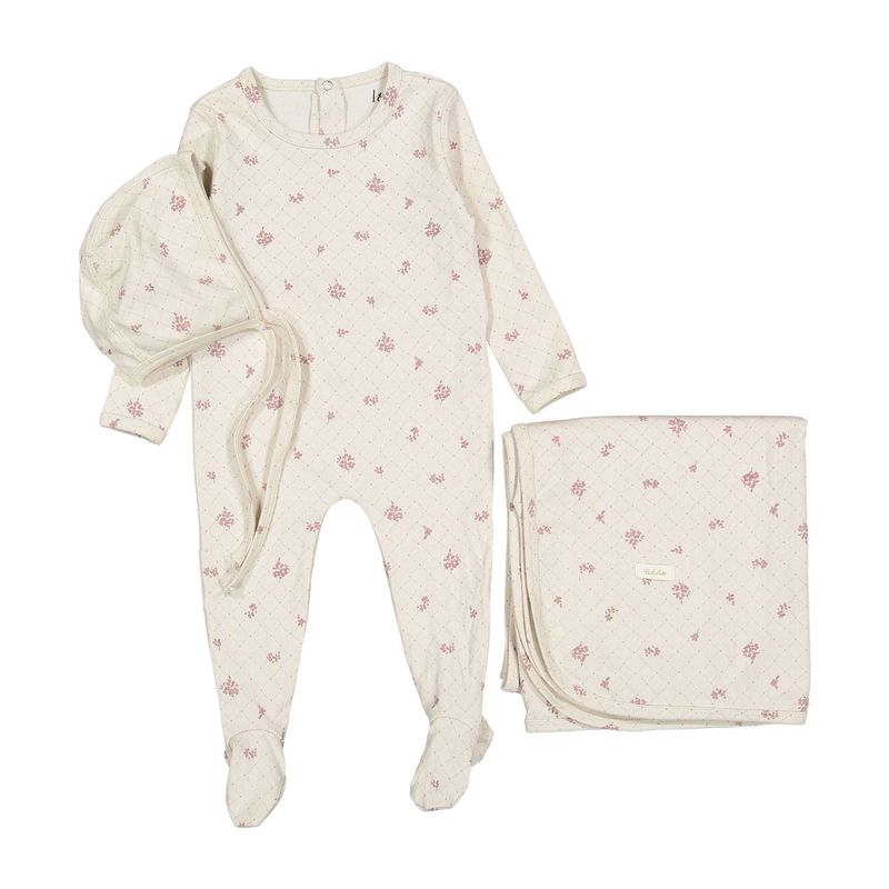 Ladida Rose Grid Print Layette Set