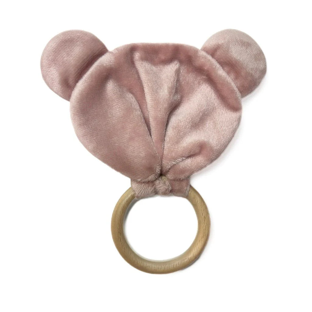 Swaddle Bee Teddybee Teether Ring - Dusty Pink