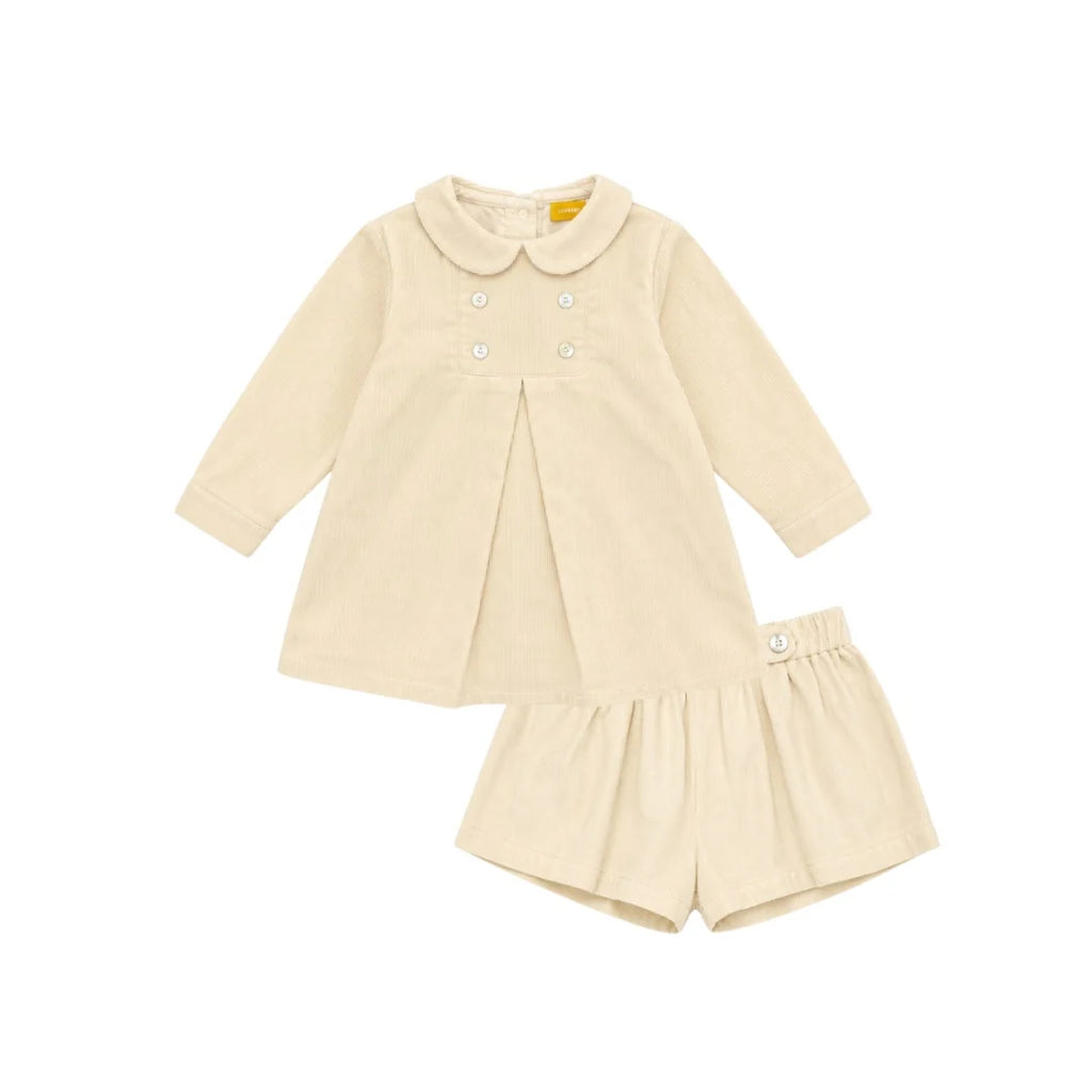 Le Bourdon Collar Pleat Blouse Set - Cream