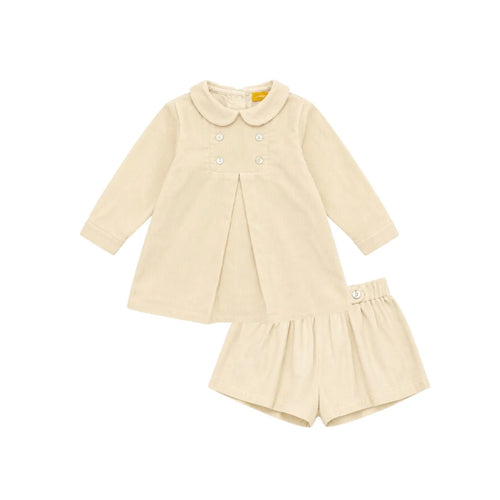 Le Bourdon Collar Pleat Blouse Set - Cream