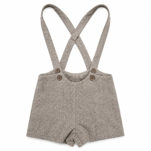 Le Bourdon Herringbone Suspender Shorts - Brown