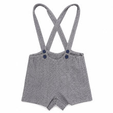 Load image into Gallery viewer, Le Bourdon Herringbone Suspender Shorts - Navy