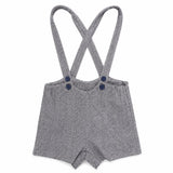 Le Bourdon Herringbone Suspender Shorts - Navy