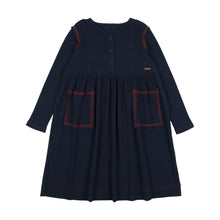 Load image into Gallery viewer, Lil Legs Ribbed Placket Dress - Navy / Red