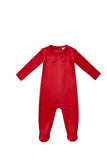 Crew Rib Velour Romper - Red