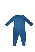 Load image into Gallery viewer, Crew Rib Velour Romper - Blue