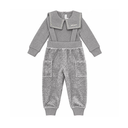 Little Parni Velour Overall Set (K726) - Grey