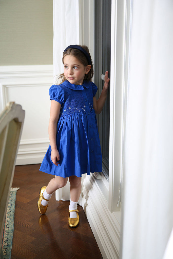 Bopop Royal Blue Smocked Dress (Short Sleeve)