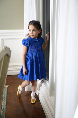 Bopop Royal Blue Smocked Dress (Short Sleeve)
