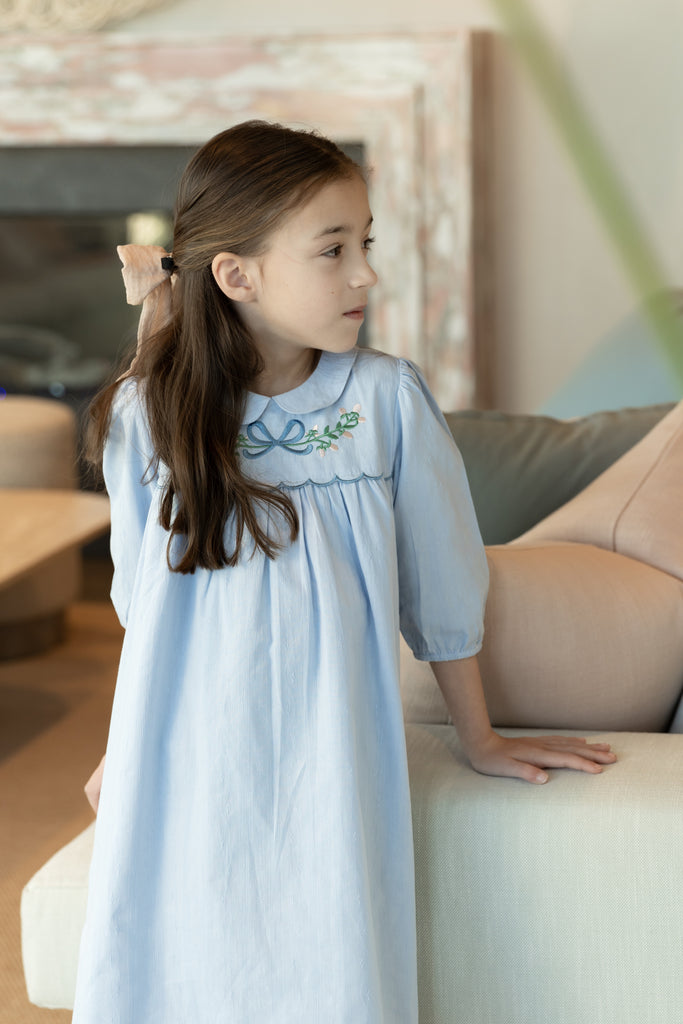 Nou Nelle Scalloped Embroidered Dress - Blue Moonlight Nou Nelle Scalloped Embroidered Dress - Blue Moonlight