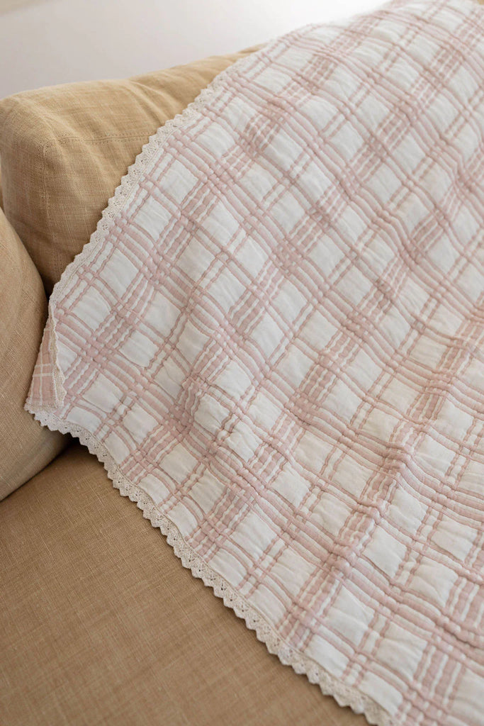 New Grain French Plaid Blanket - Petal
