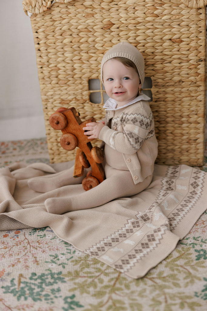 Looms Fair Isle Collection Baby Blanket - Taupe