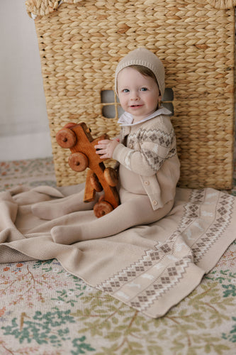 Looms Fair Isle Collection Baby 3Pc Set - Taupe