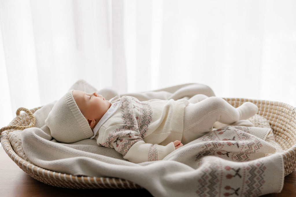 Looms Fair Isle Collection Baby 3Pc Set - Ivory/Mauve