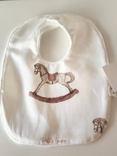 Load image into Gallery viewer, Petite Laure Baby Bib Cotton Rocking Horse - Dusty Pink