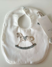 Load image into Gallery viewer, Petite Laure Baby Bib Cotton Rocking Horse - Cloudy Blue