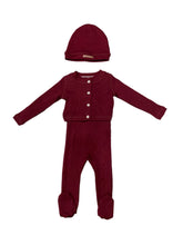 Load image into Gallery viewer, Little Parni Baby Rhinestone Set And Bonnet (K547) - Burgundy
