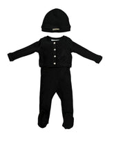 Load image into Gallery viewer, Little Parni Baby Rhinestone Set And Bonnet (K547) - Black