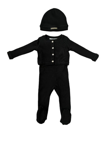 Little Parni Baby Rhinestone Set And Bonnet (K547) - Black