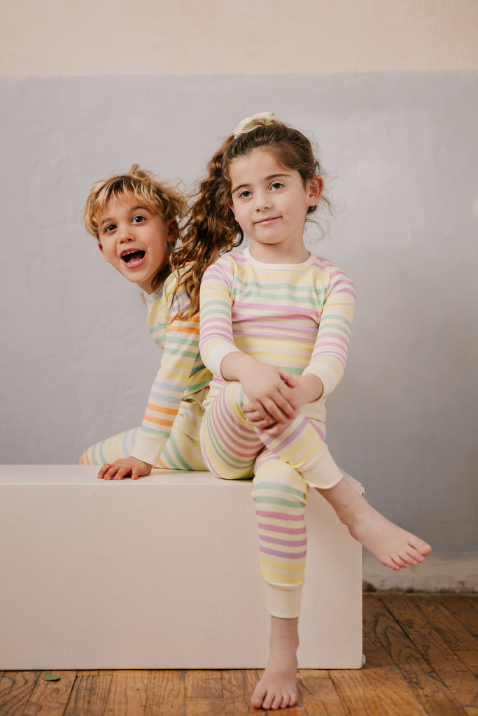 Limited Edition Multi Pastel Striped Pajamas - Sky
