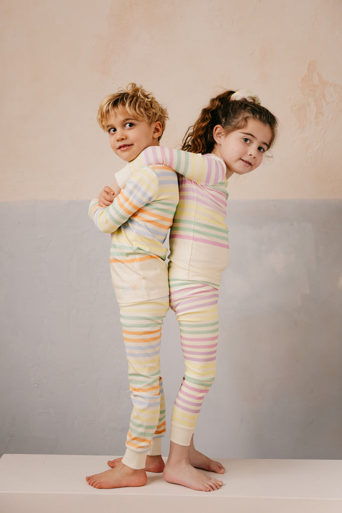 Limited Edition Multi Pastel Striped Pajamas - Sky