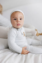 Load image into Gallery viewer, Ely's &amp; Co Gingham Teddy Collection Footie And Bonnet - Blue