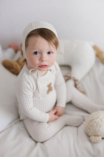 Ely's & Co Gingham Teddy Collection Footie - Tan