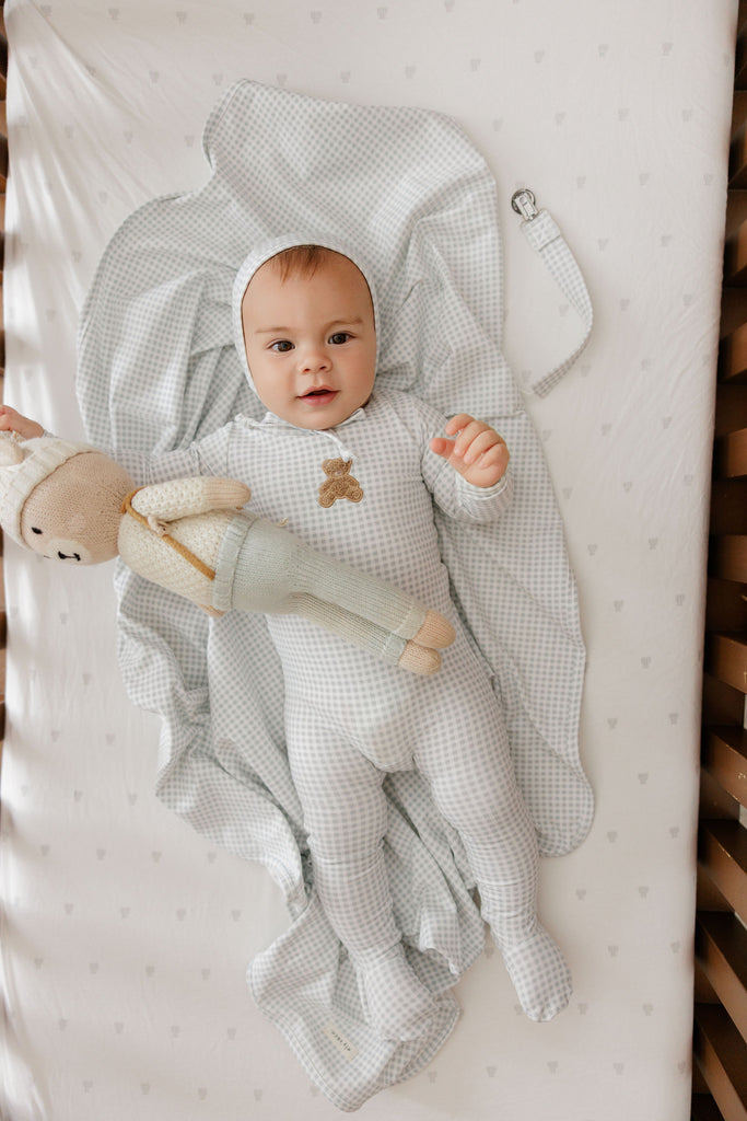 Ely's & Co Gingham Teddy Collection Footie - Blue