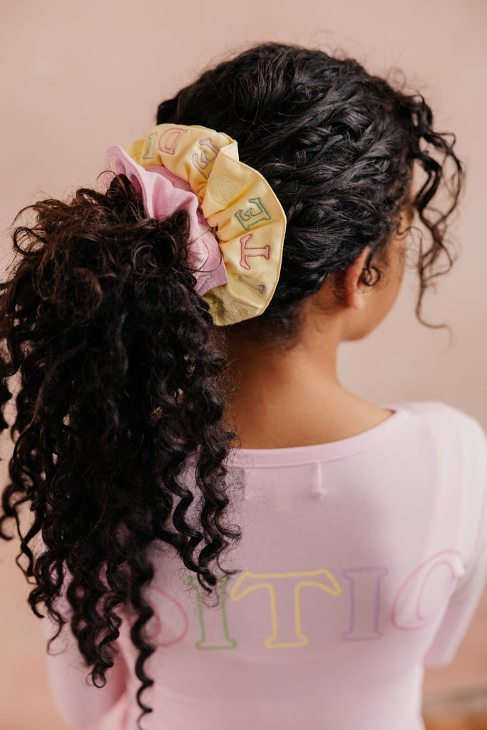 Limited Edition Embroidered Logo Scrunchie - Pale Pink