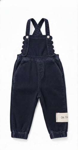 Birnham On The Sea Scalloped Girls Overall - Navy Corduroy