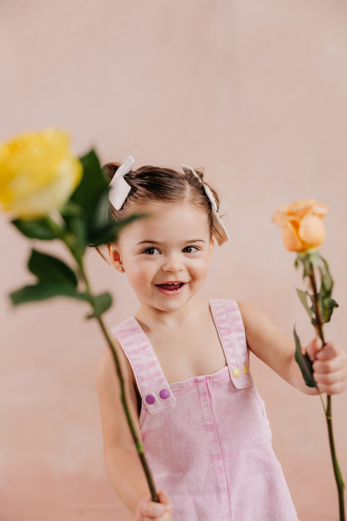 Limited Edition Denim Snap Girls Romper - Pale Pink