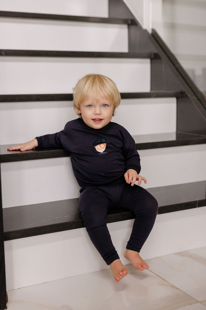 Ely's & Co French Terry Scottish Collection 2Pc Set - Navy