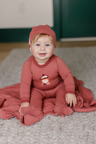 Ely's & Co French Terry Scottish Collection Footie And Beanie - Pink