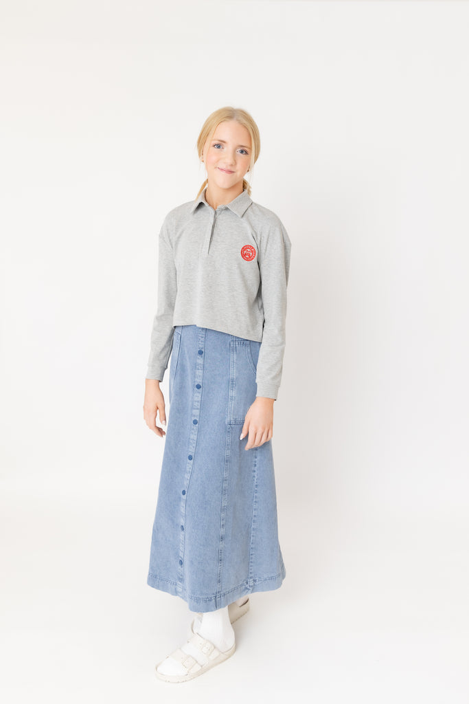 Nou Nelle Polo Cropped Tee - Grey