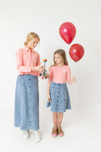 Nou Nelle Polo Cropped Tee - Coral