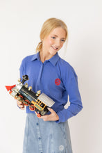 Load image into Gallery viewer, Nou Nelle Polo Cropped Tee - Blue