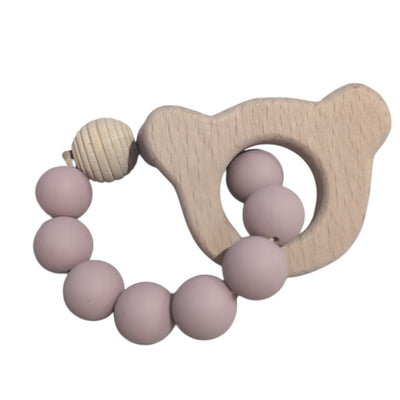 Teddy Teether Ring - Dusty Pink