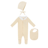 Little Parni Pointelle Footie, Bonnet And Bib (K656) - Pink