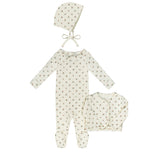 Little Parni Floral Footie, Cardigan And Bonnet (K660) - Pink