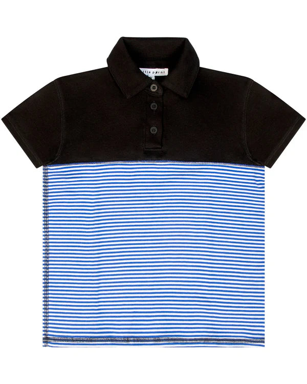 Little Parni Striped Boys Polo (K624) - Royal Blue/White