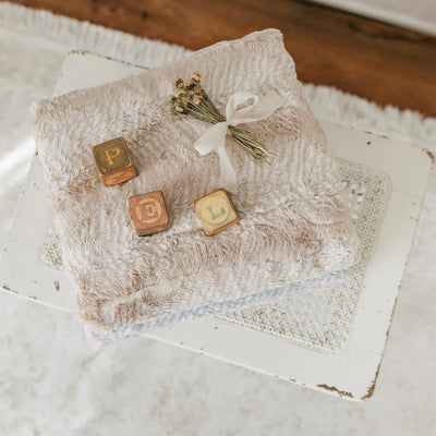 Peluche Feather Beige and Natural Lux Fur Blanket