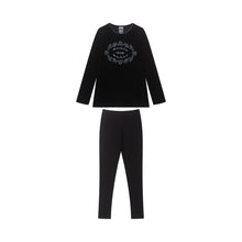 Load image into Gallery viewer, Ba &amp; Na Embroidered Lounge Set - Black/Light Blue