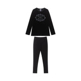 Ba & Na Embroidered Lounge Set - Black/Light Blue