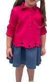 Mini Nod Scuba Cropped Girls Top - Fuschia