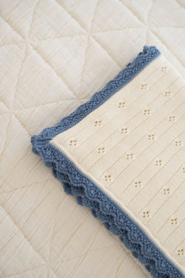 New Grain Knit Pointelle Blanket - Bluejay