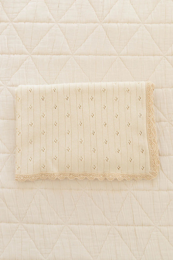 New Grain Knit Pointelle Blanket - Sugar